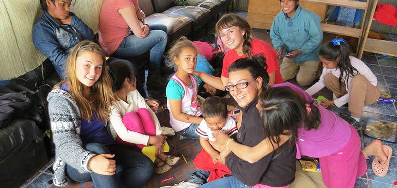 Volunteers in an orphanage